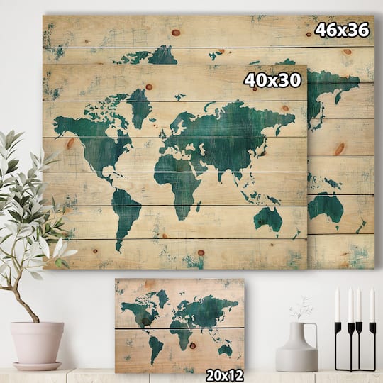Designart - Discover the World Map in Blue